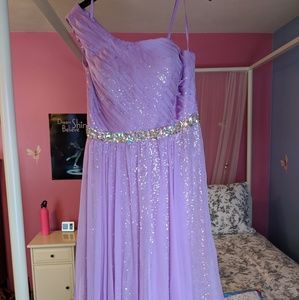 La Femme Purple Floor Length Dress